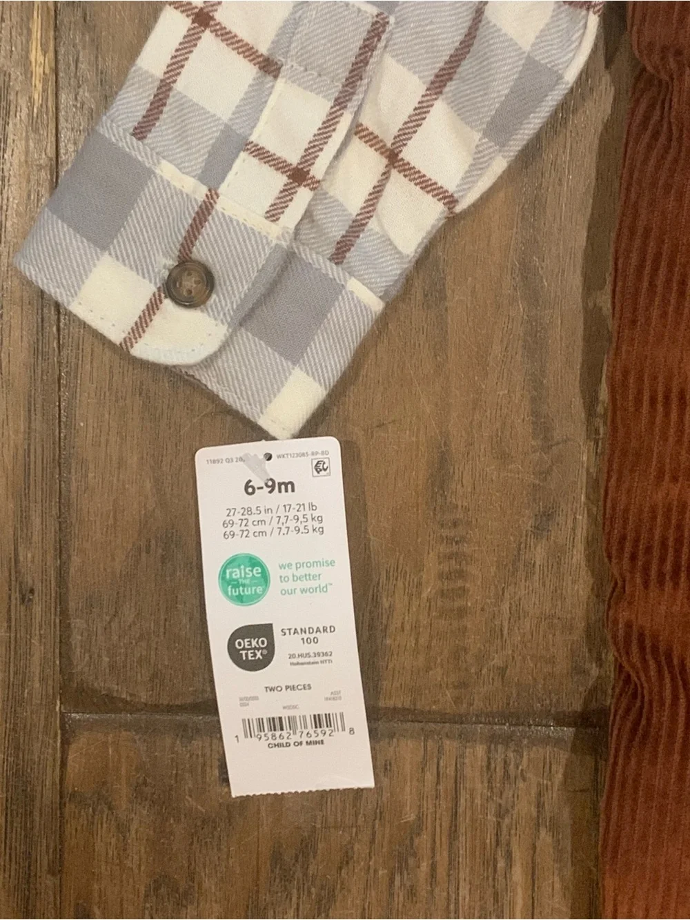 carter's Rust Brown Corduroy Overalls and Long Sleeve Button Down Shirt for Kids